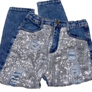 Girls denim sequin jeans size 3XL